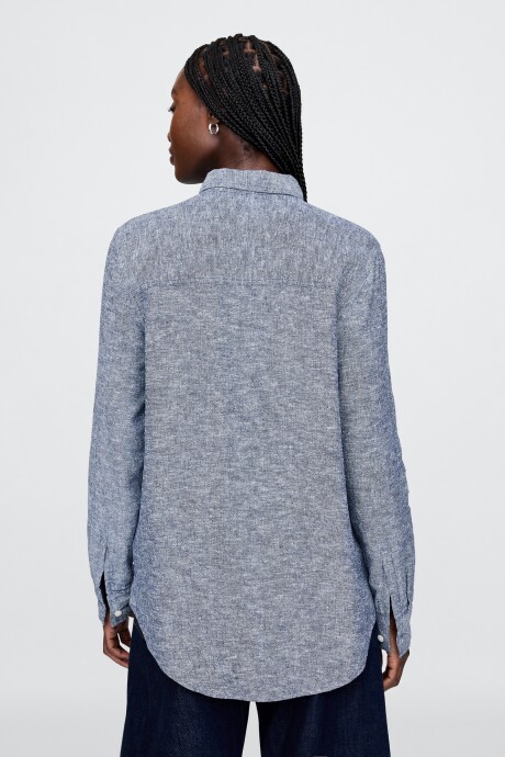 Camisa De Lino Brannan Mujer Blue Chambray