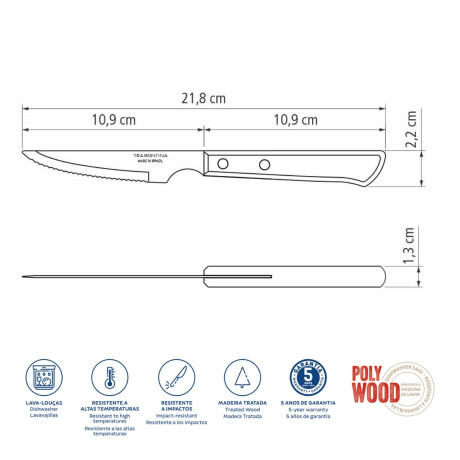 Cuchillo Chuletero Polywood Acero Inoxidable Tramontina Cuchillo Chuletero Polywood Acero Inoxidable Tramontina
