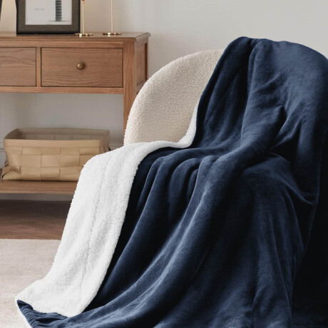 Frazada X2 Manta Polar 2 Plazas C/corderito 200x230cm Azul