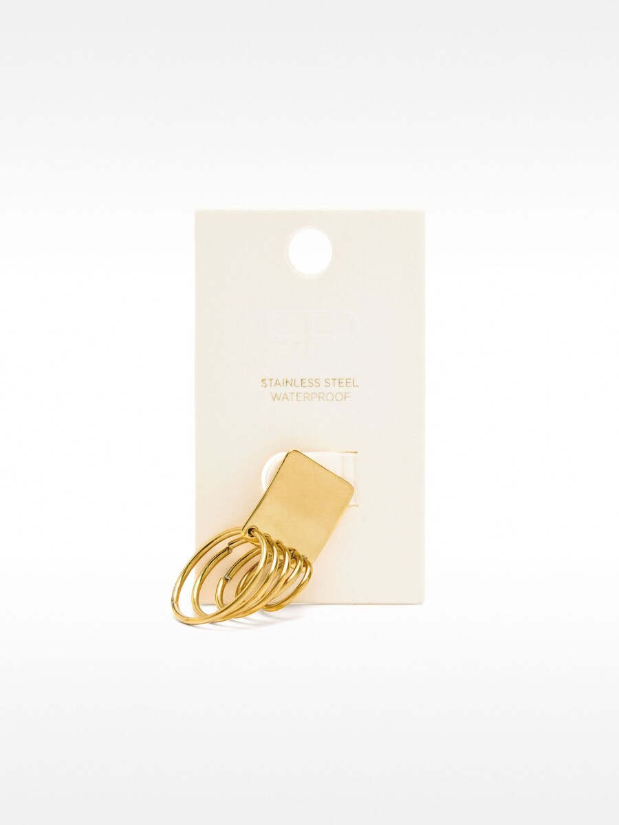 Pendiente Individual Cuadrado Aros - Acero Inoxidable dorado