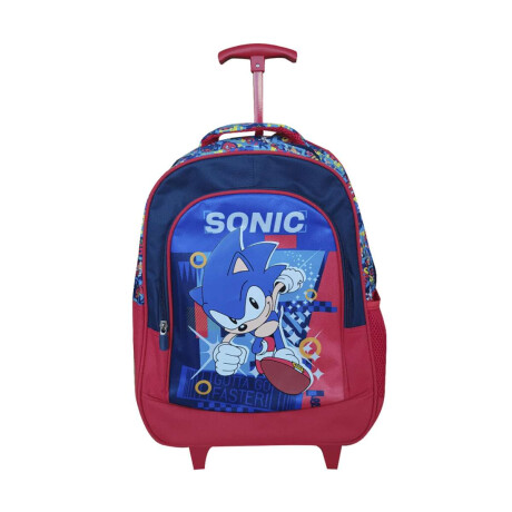 Mochila Infantil Sonic con Carro Jacquard Grande 40 x 30 cm Negro