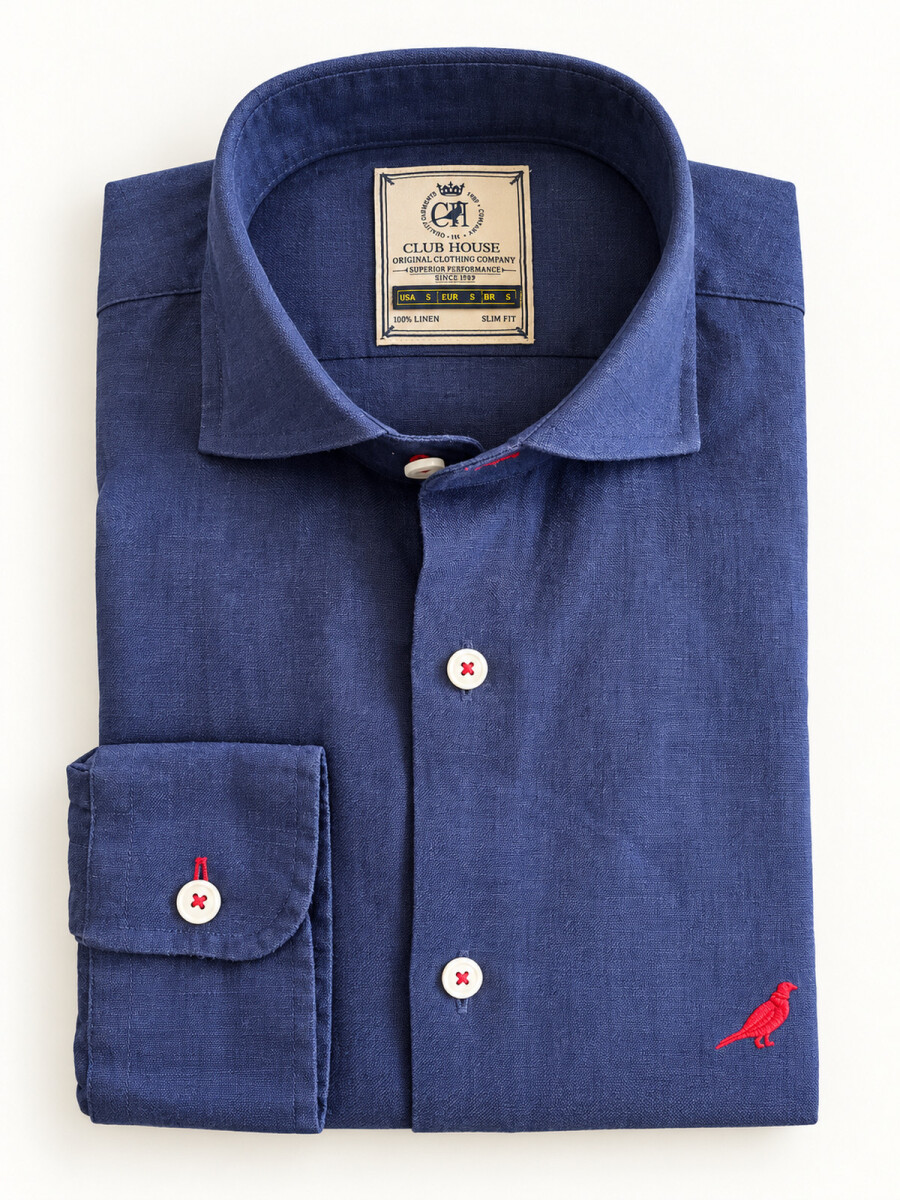 Camisa Lino Hudson Collar - Navy 