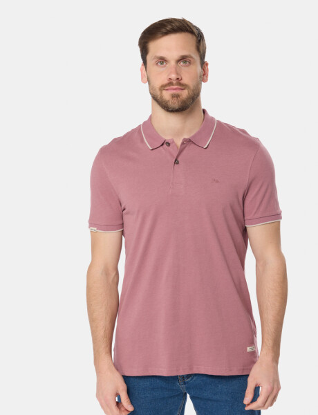 REMERA POLO JERSEY RAYADA Rosa