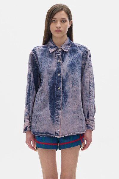 Camisa Noble Denim Washed Rosa