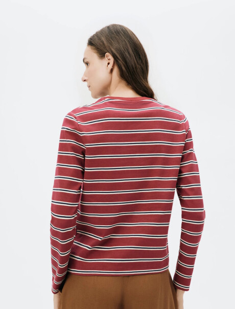 CAMISETA A RAYAS EN MANGA LARGA BORDEAUX