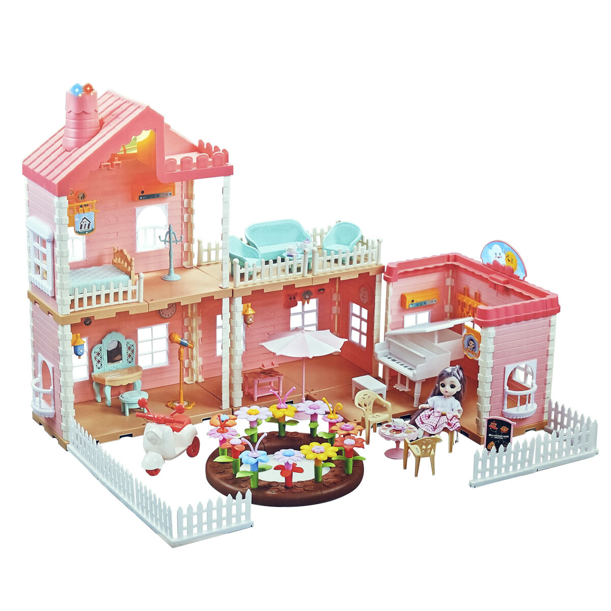 Casita De Muñeca Grande Drem House 195 Pcs + Luces 