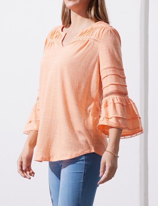 Blusa Frunces Hombro CORAL