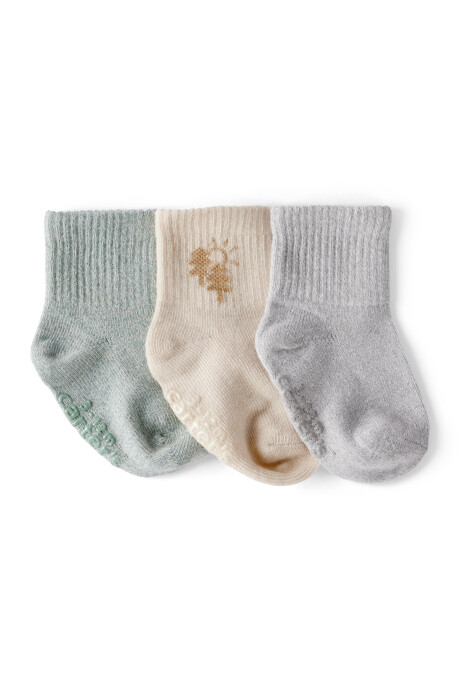 Pack tres pares de medias tobilleras de algodón Sin color
