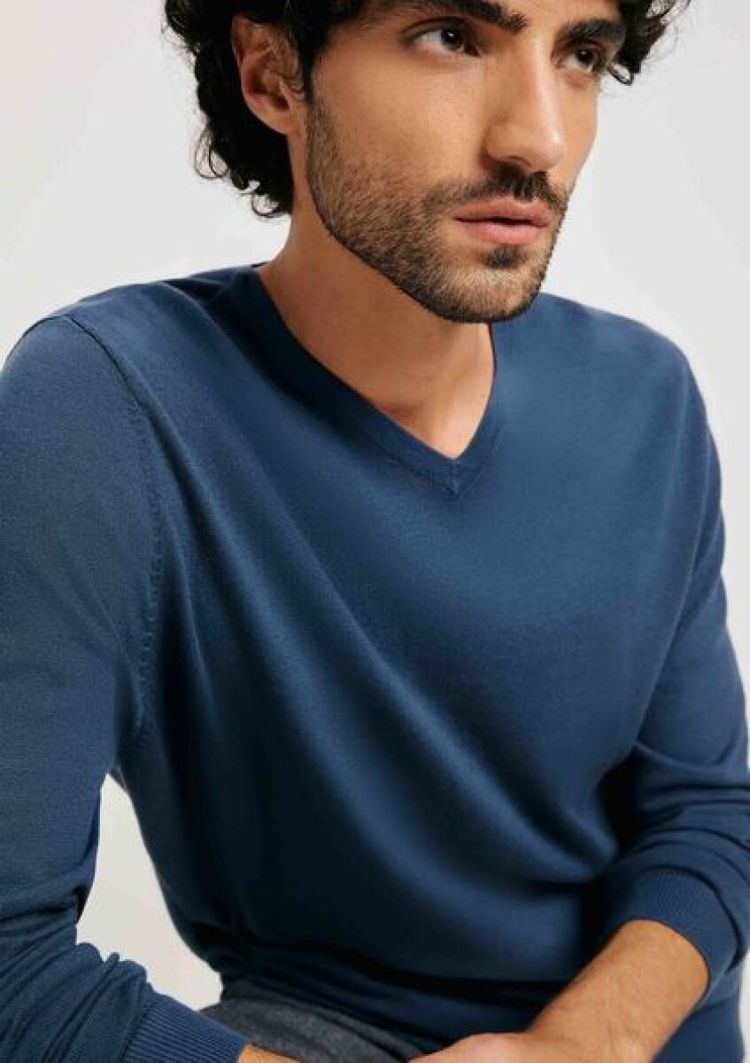 BLUSAO MASCULINO ADULTO (SWEATER) - AZUL MEDIO 