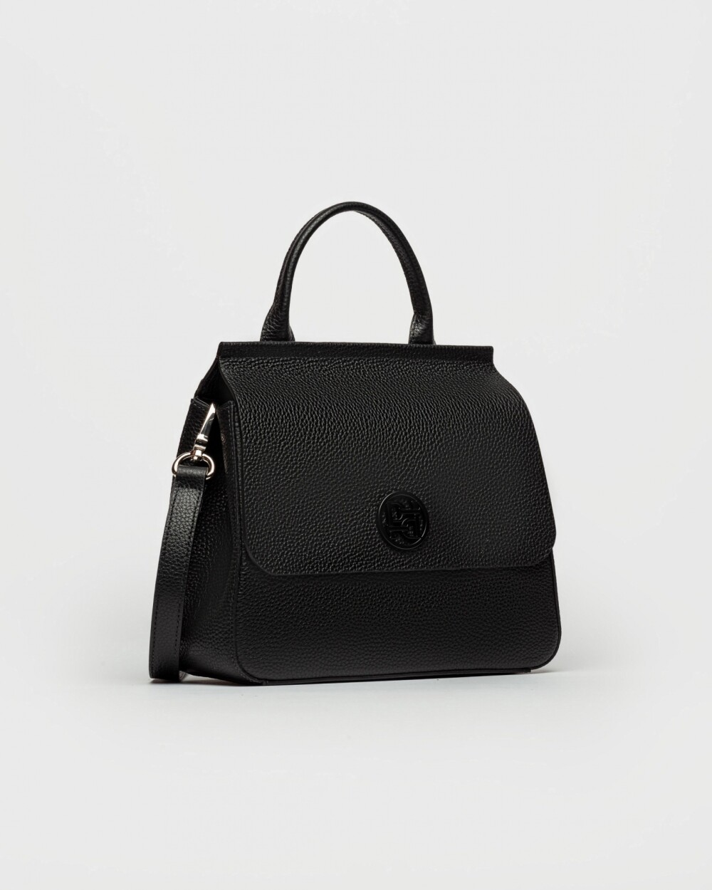 Cartera de Mano Catalana En Cuero Graneado Negro
