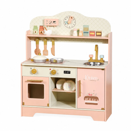 Cocina Infantil De Madera Accesorios Didáctica Duradera Rosa