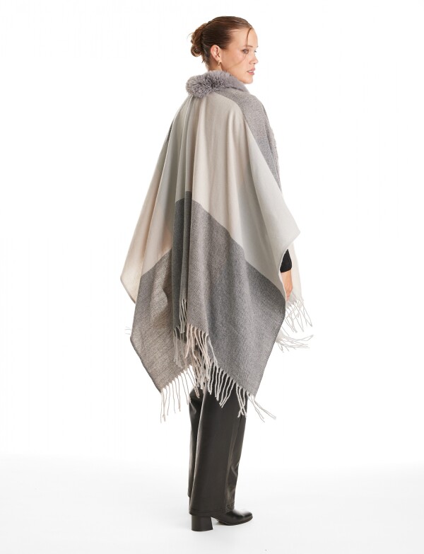 Ruana Faux Fur GRIS/MULTI
