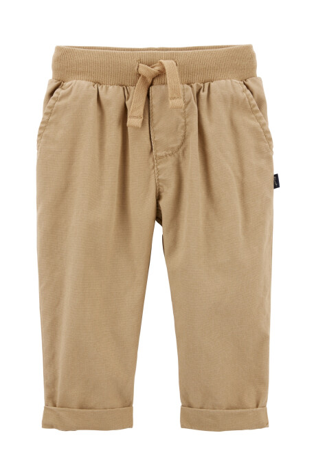 Pantalón de algodón casual con bolsillos y dobladillos enrollados. Talles 6-24M Sin color