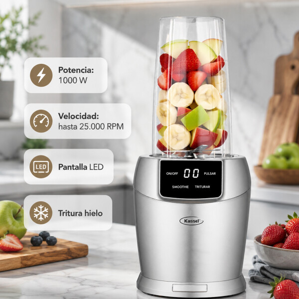 Licuadora Digital 1000 W Inox Ks-ldinox25 LICUADORA KASSEL INOX KS-LDINOX25