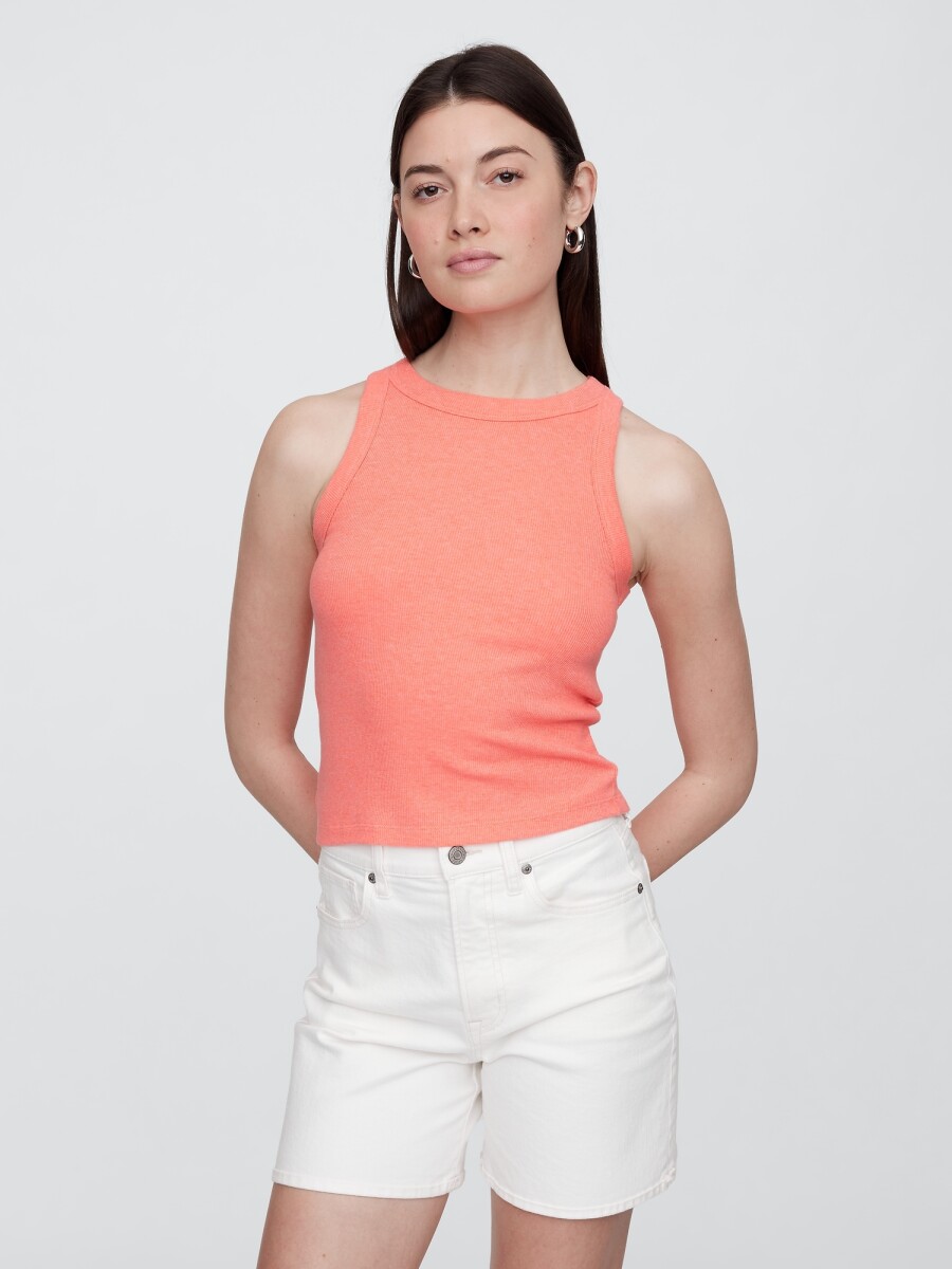 Musculosa Crop Mujer - Neon Hot Lava 