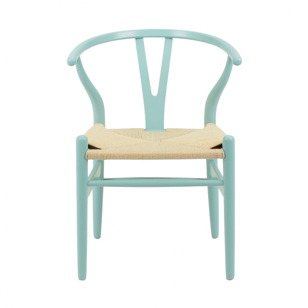 Silla Wishbone - Madera de Haya y Rattan natural Celeste