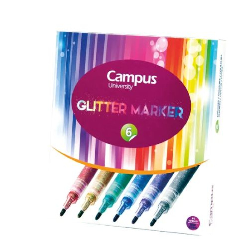 Marcador campus con brillantina caja x6 Marcador Campus Con Brillantina Caja X6