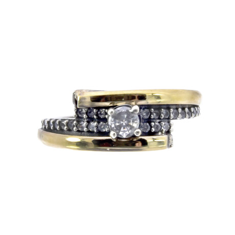 Anillo de plata 925 y double en oro 18 ktes con circonias. Anillo de plata 925 y double en oro 18 ktes con circonias.