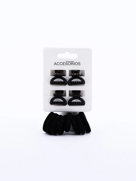 PINZA Y COLEROS PACK x 12 NEGRO