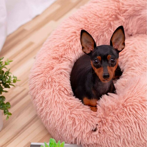 Cucha 80cm Cama Colchon Puff Plush Mascota Antiestress Color Variante Rosa