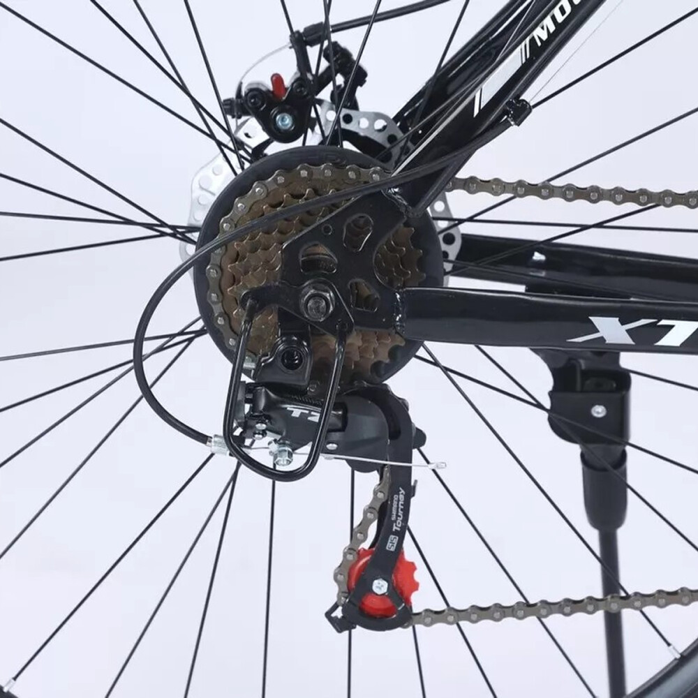 BICICLETA MONTAÑA RODADO 29 CON AMORTIGUADORES Y COMPONENTES SHIMANO - 7 CAMBIOS ROJO