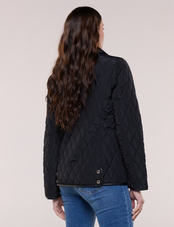 Campera Capitoneada Detalle En Ecocuero NEGRO