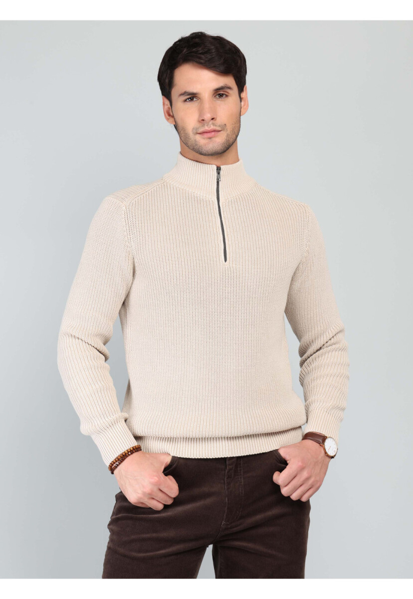 Sweater Medio Cierre Arrow - BEIGE 