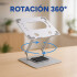 Soporte Regulable Giratorio Notebook Acero 360° Base 26x21cm Color Gris