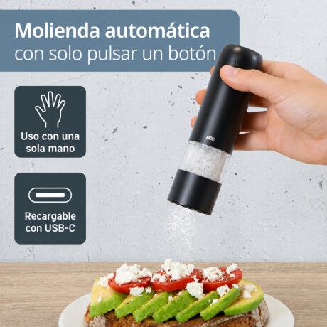 Molinillo Eléctrico Sal y Pimienta Recargable Negro ADE Molinillo Eléctrico Sal y Pimienta Recargable Negro ADE