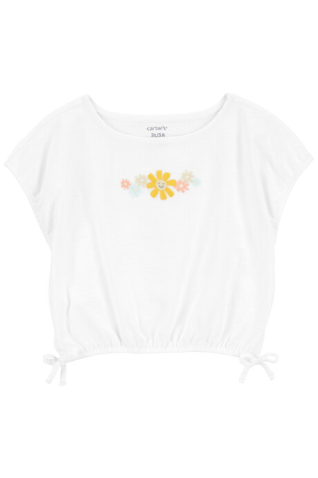 Blusa de algodón, con bordado floral Sin color