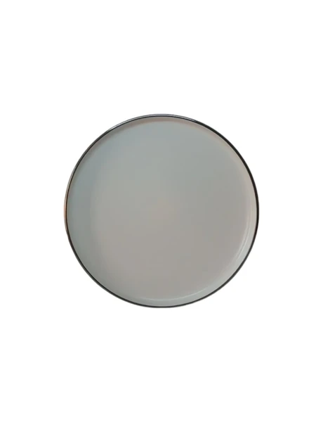 PLATO DE MESA CERAMICA D27CM BLANCO B/MARRON PLATO DE MESA CERAMICA D27CM BLANCO B/MARRON
