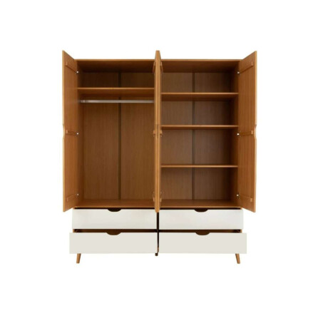 Ropero 4 Puertas 4 Cajones Li­nea Niordica Roble/Blanco