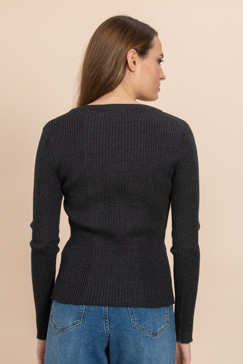 Camiseta tejida rib Gris
