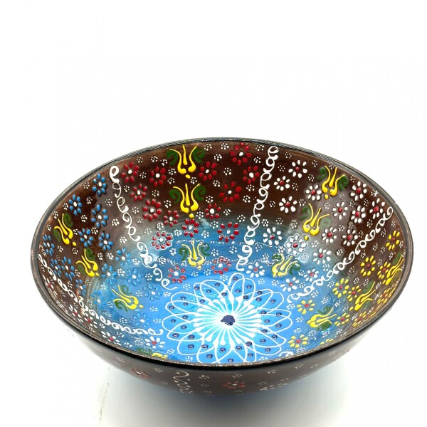 Bowl de cerámica pintado 30 cm Marrón