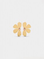 Pendientes Media Flor Con Piedra dorado