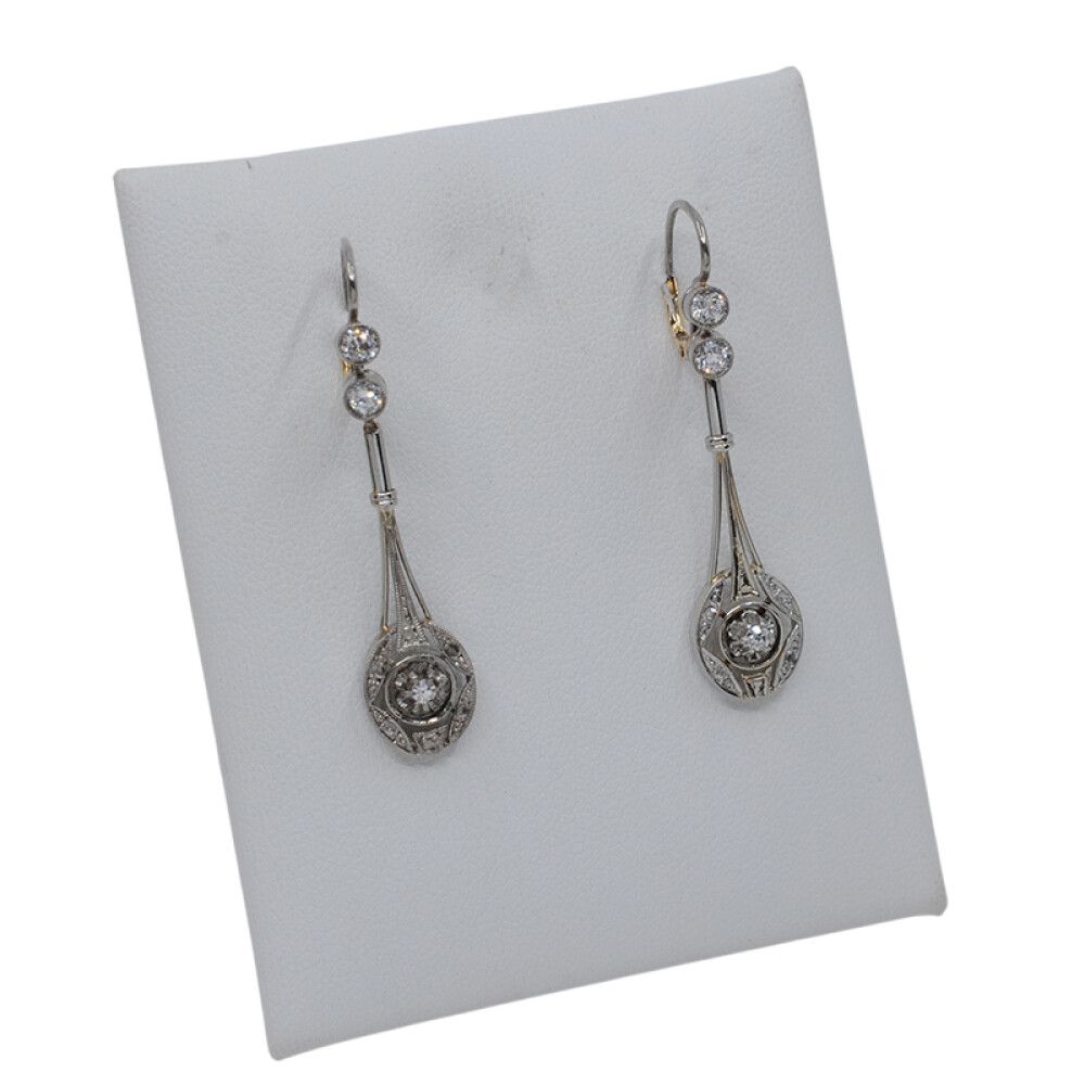 Caravanas antiguas en oro 18k de 2 tonos, brillantes y diamantes Caravanas antiguas en oro 18k de 2 tonos, brillantes y diamantes