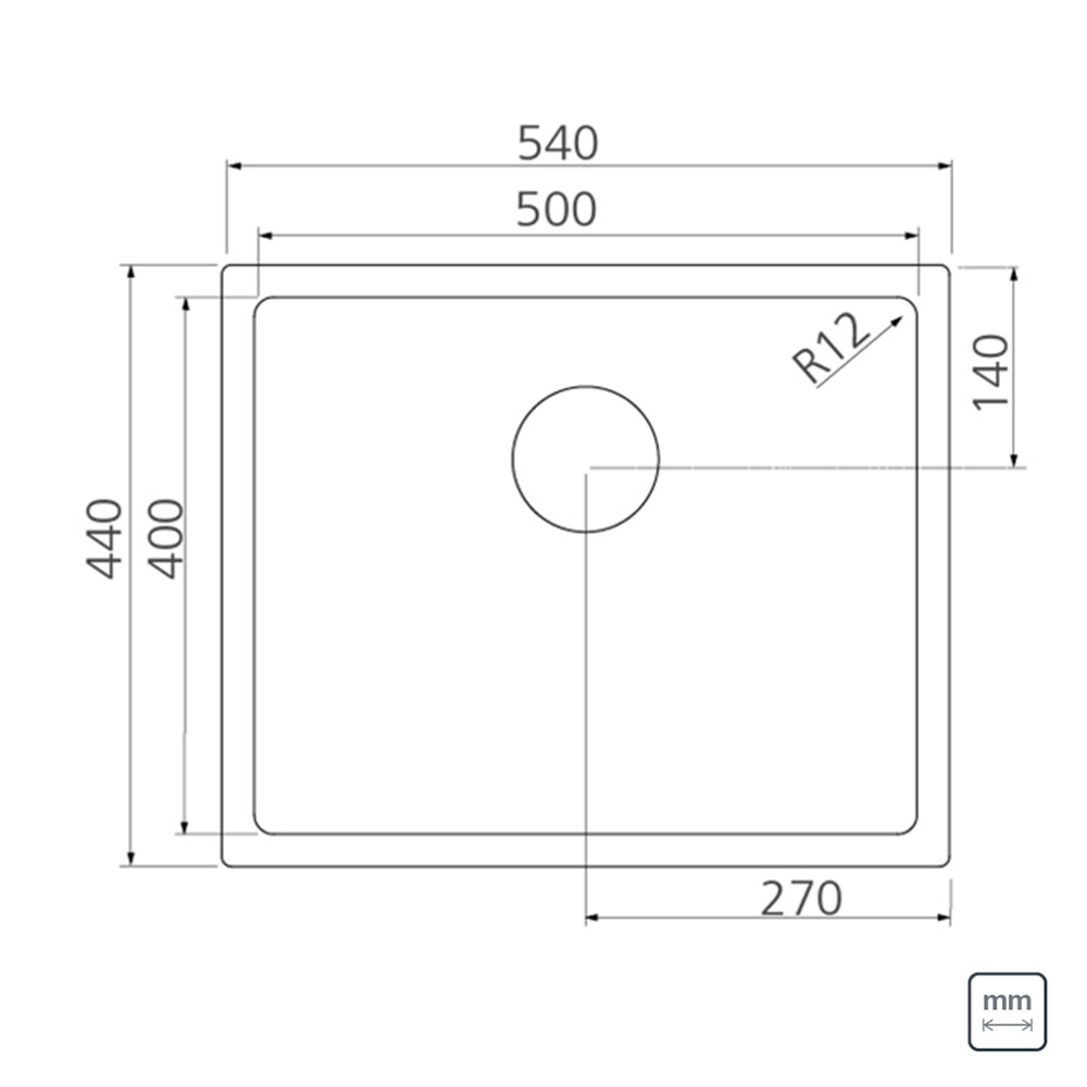 PILETA SIMPLE QUADRUM DE ACERO INOXIDABLE 304 50X40 CM TRAMONTINA Pileta Simple Quadrum De Acero Inoxidable 304 50x40 Cm Tramontina