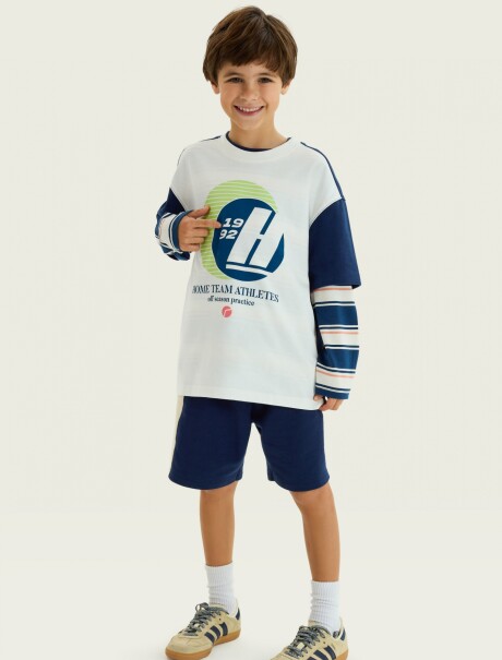 CAMISETA OVERSIZE ESTAMPADA AZUL