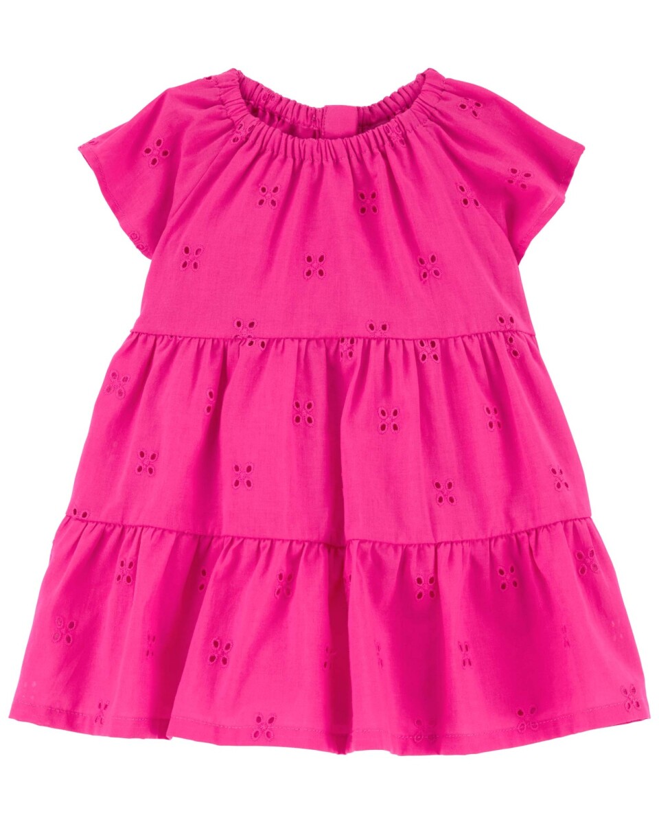 Vestido de algodón, escalonado y con ojales. Talles 0-24M 