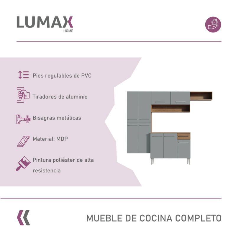Mueble de Cocina completo 229cm Gris