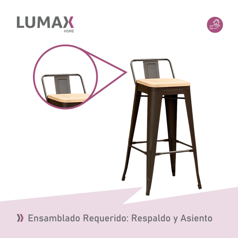 Pack 4 Taburetes Tolix con Respaldo y Asiento de Madera Lumax Negro