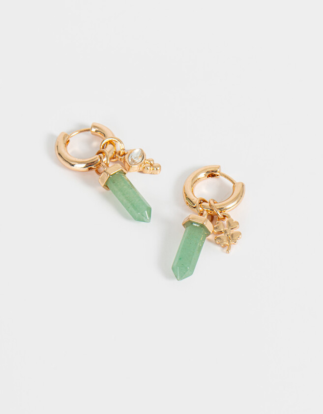 Aros Argollas Con Piedra Natural Argollas Con Piedra Natural - Dorado
