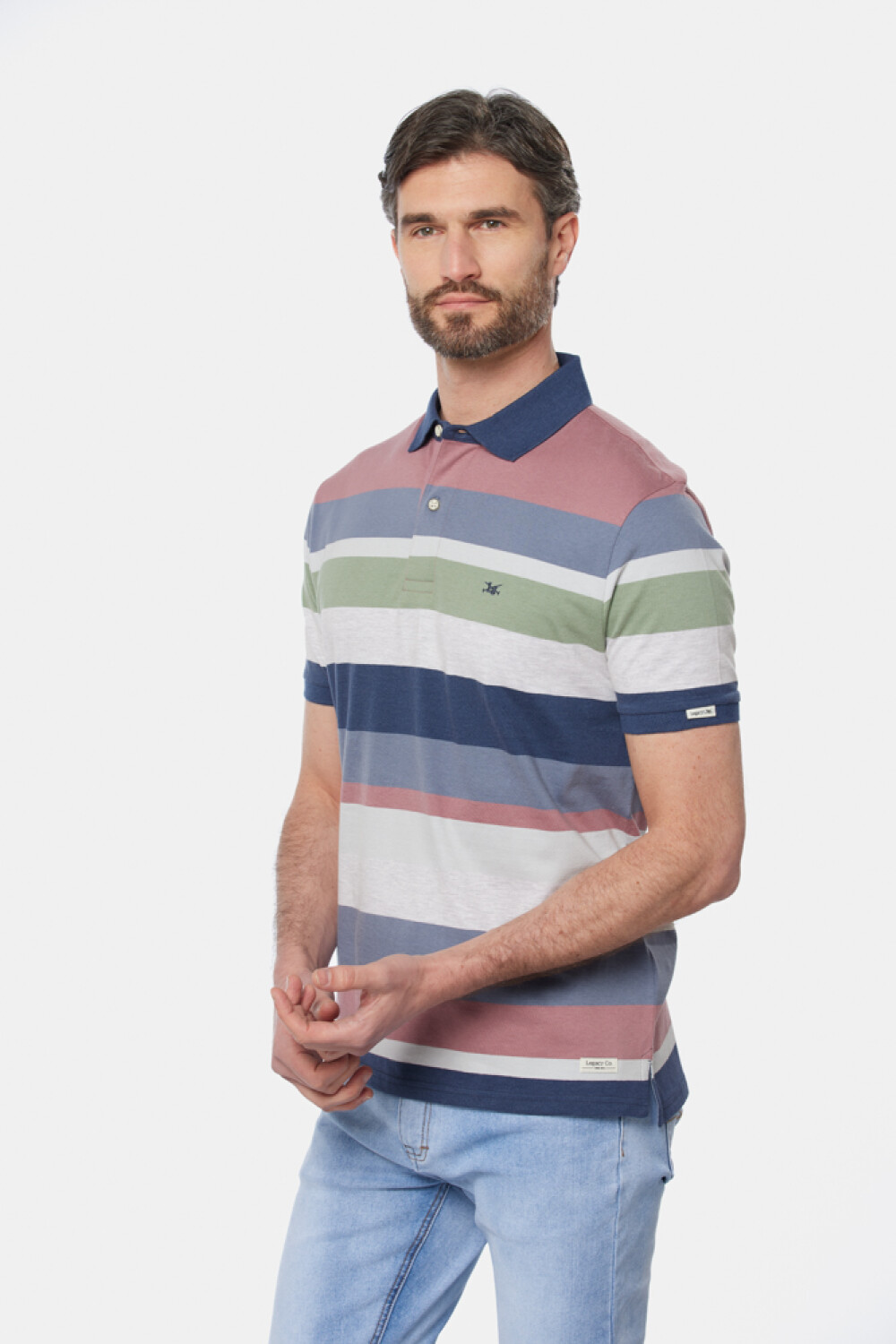 REMERA POLO JERSEY RAYADA Rosado