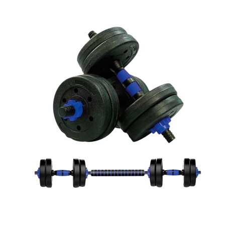 Set 2 Mancuernas Lumax Barra 2 En 1 20 Kg Para Entrenamiento En Casa Ajustable Azul