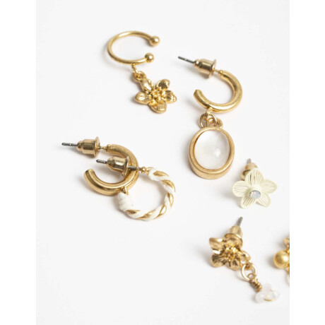 Set 7 Aros Tematica Floral Dorado Oro Amarillo