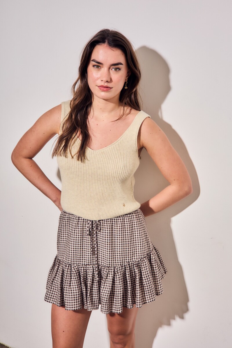 Falda Gingham Gingham Marron