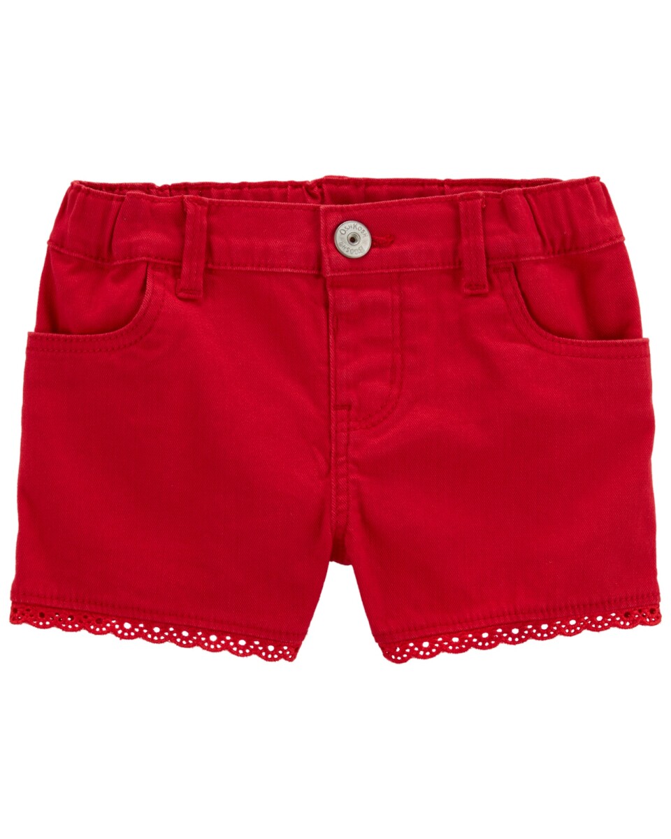 Short de sarga, con ribete de ojales. Talles 2-5T 