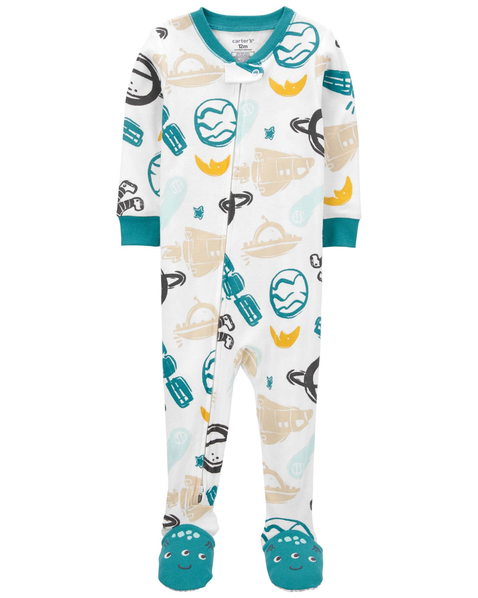 Pijama una pieza de algodón, con pie, diseño espacial Pijama una pieza de algodón, con pie, diseño espacial