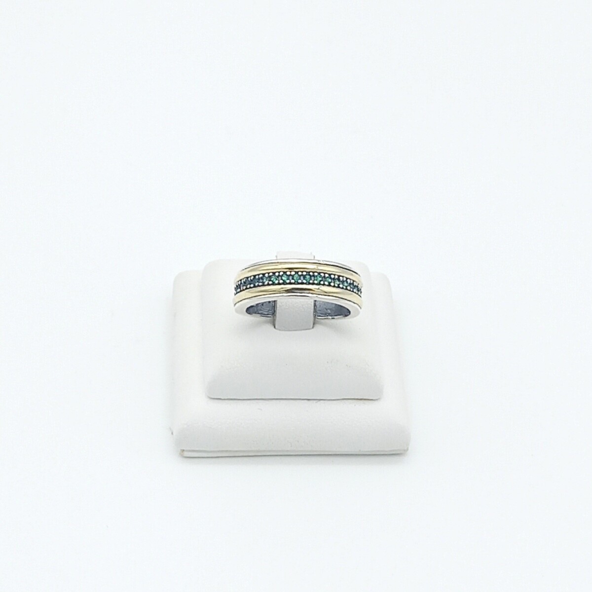 Anillo de plata 925, double en oro 18 ktes y circonias. 