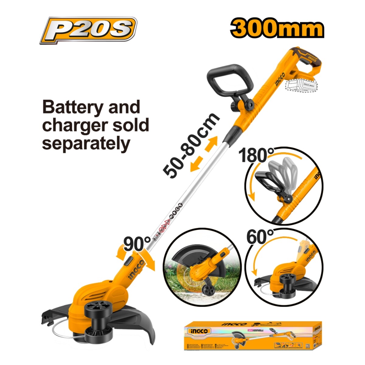 Bordeadora a Bateria 20V P20S Ingco CGTLI20328 